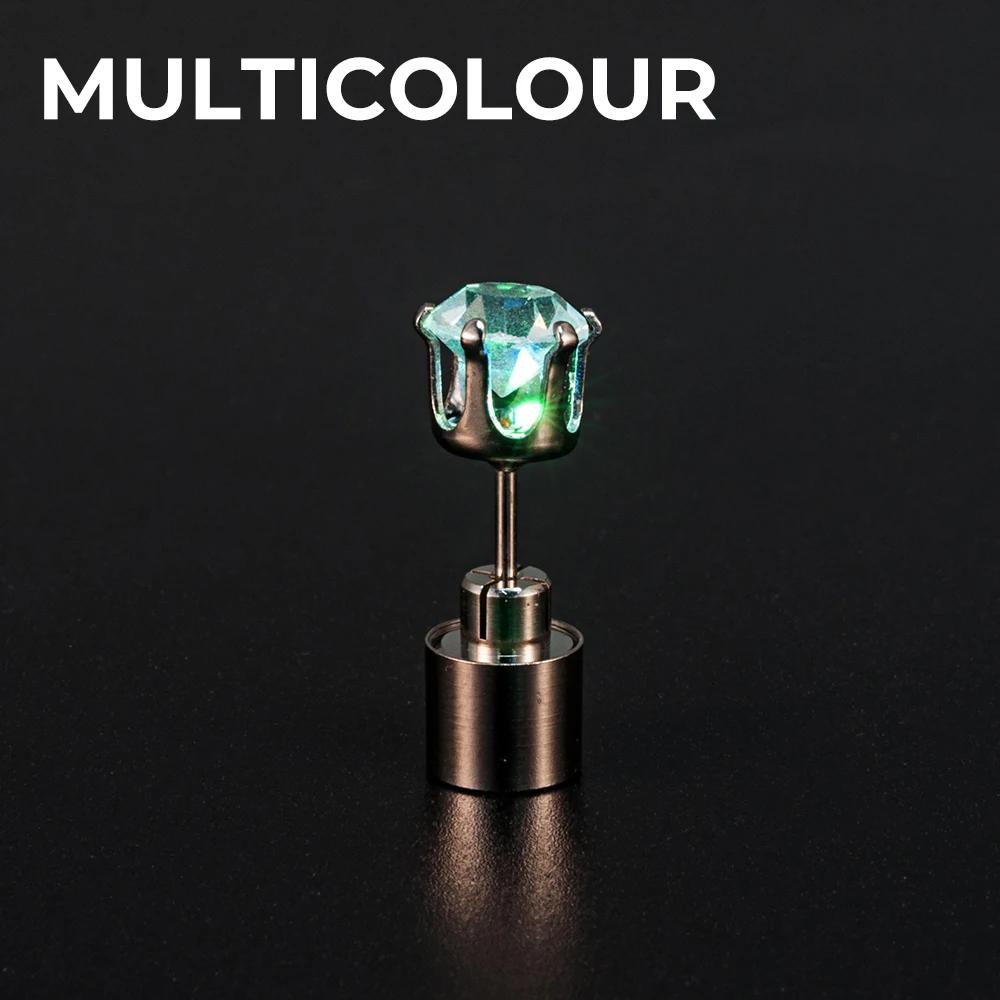 

2PCS Colorful LED Luminous Studs Square Zircon Earrings Men Women Bar Rave Wedding Party Ear Stud Jewelry Glowing Earring