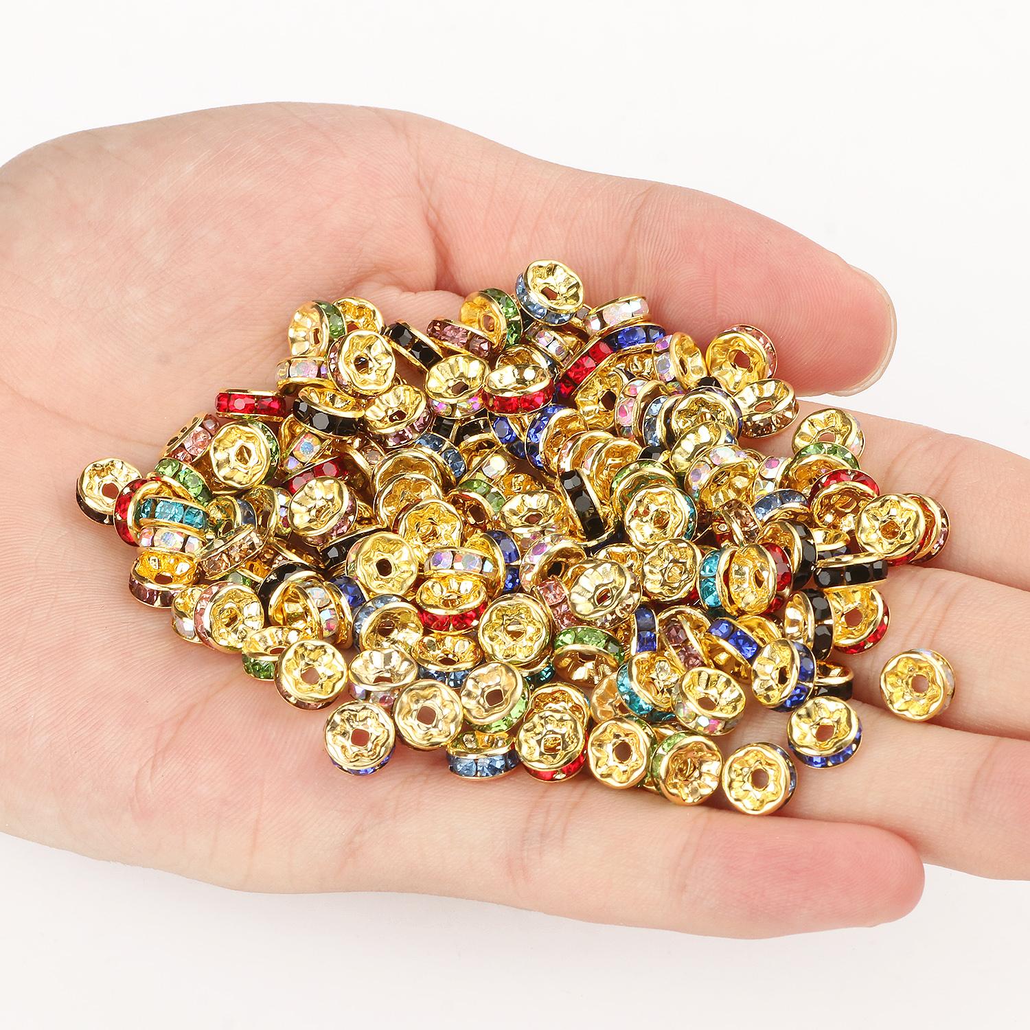 

DIY Craft 4 6 8mm Золоті Різнокольорові стрази Рондели Кришталеві розпірні намистини для виготовлення ювелірних виробів Аксесуари Браслет намисто ручної роботи 8mm 50pcs різнокольоровий