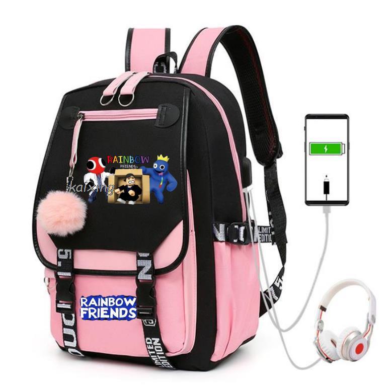 Usb Girls Backpack Rainbowfriends School Bag Young Ladies Travel Bag