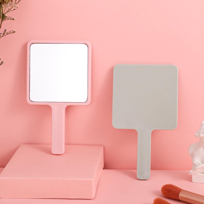 Compact Square Makeup Mirror with Printed Logo - HD Handheld Mini Mirror with Handle