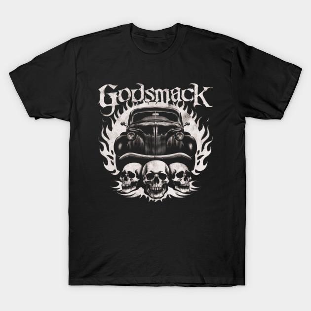 

Men Black Print T-shirt American Rock Band Smack My God Up No-Cut Transfer Paper Print Cotton Tshirt M чорний
