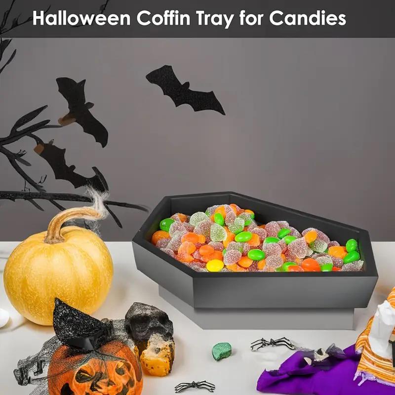 Gothic Coffin-Shaped Wooden Storage Box Black Coffin Makeup Organizer Tray Cosmetic Holder Home Office Decor Halloween