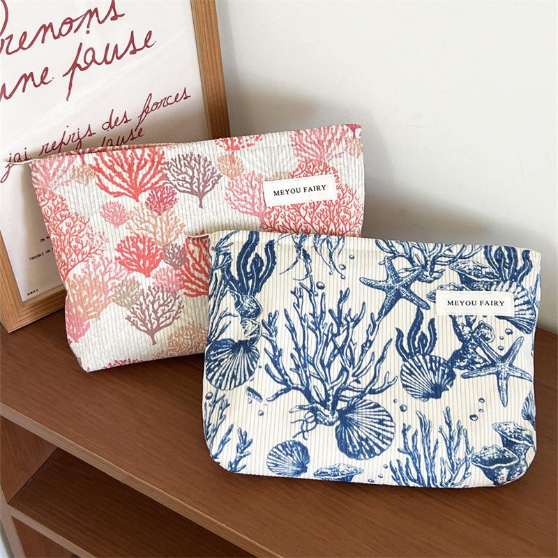 New Corduroy Storage Bag Cosmetic Bag Large Capacity Portable Cosmetic Bag Clutch Bag Storage Bag