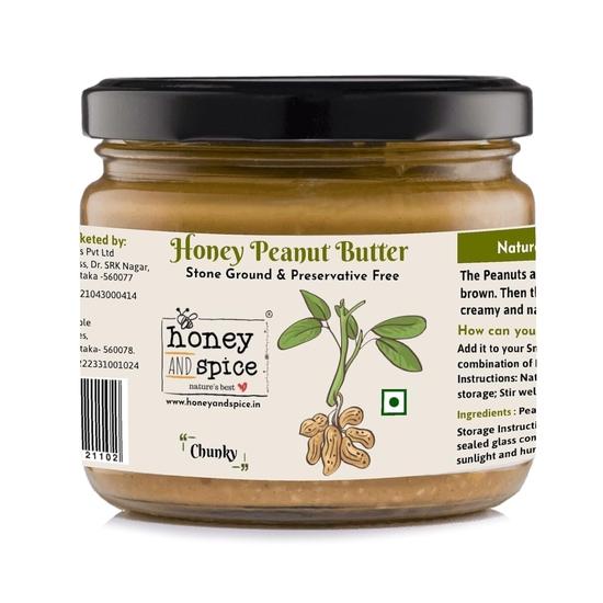 

Honey and Spice Chunky Peanut Butter | 26g protein | Pure, Raw & Natural | High protein peanut butter | (Crunchy, 350g)