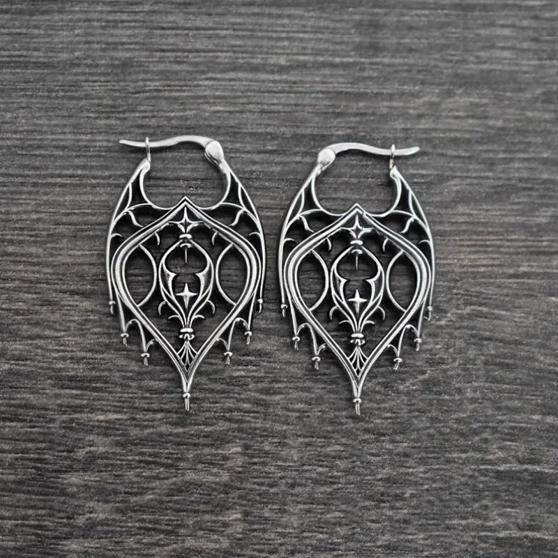 Retro National Style Metal Hollow Pendant Earrings For Women Bohemian Carved Court Earrings Wedding Party Jewelry Gift