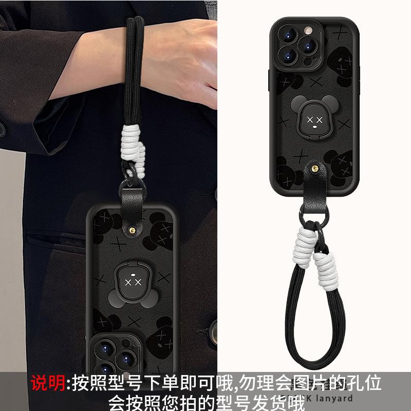 Violent Bear Bracket Lanyard for Apple 11PRO Lambskin Mobile Phone Case 11 Silicone Anti-drop 11/11/11/11