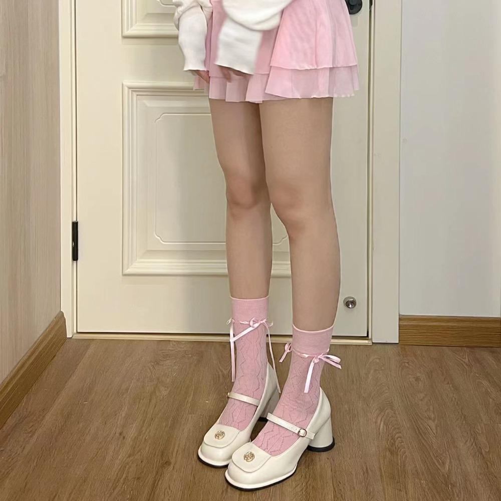 

Кавайные бесшовные хлопковые носки в стиле японской Лолиты, женские бандажные чулки, длинные носки, милые чулки