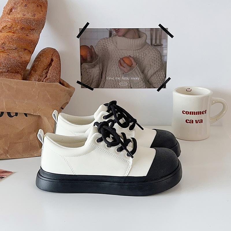 Fashion Maillard Popular Big Head Niche Design Versatile Student Round Toe Board Shoes New Casual Thick Sole Small Pink Brown Shoes