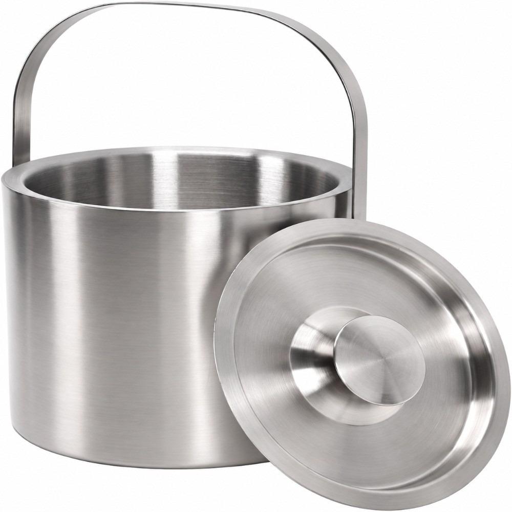 Double-Wall Stainless Steel Ice Bucket With Lid Insulated Drink Cooler Wine Chiller  Events