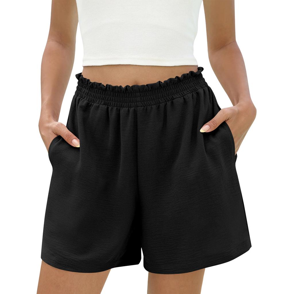Shorts For Women Casual Summer High Waisted Wide Leg Beach Vacation Shorts With Pockets