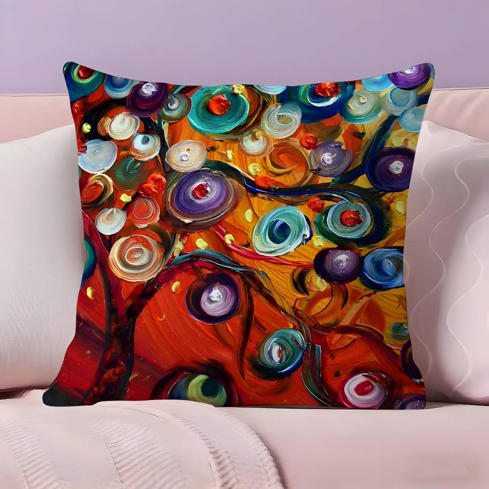 Colored Tree Pillow Case  Ultra Soft Skin Friendly Fabric Cloud Like Comfort & Concealed Zipper