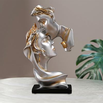 Coppia Bacio Figurina Amante Appassionato Scultura Statua in Resina Decorazione per la Casa per Soggiorno