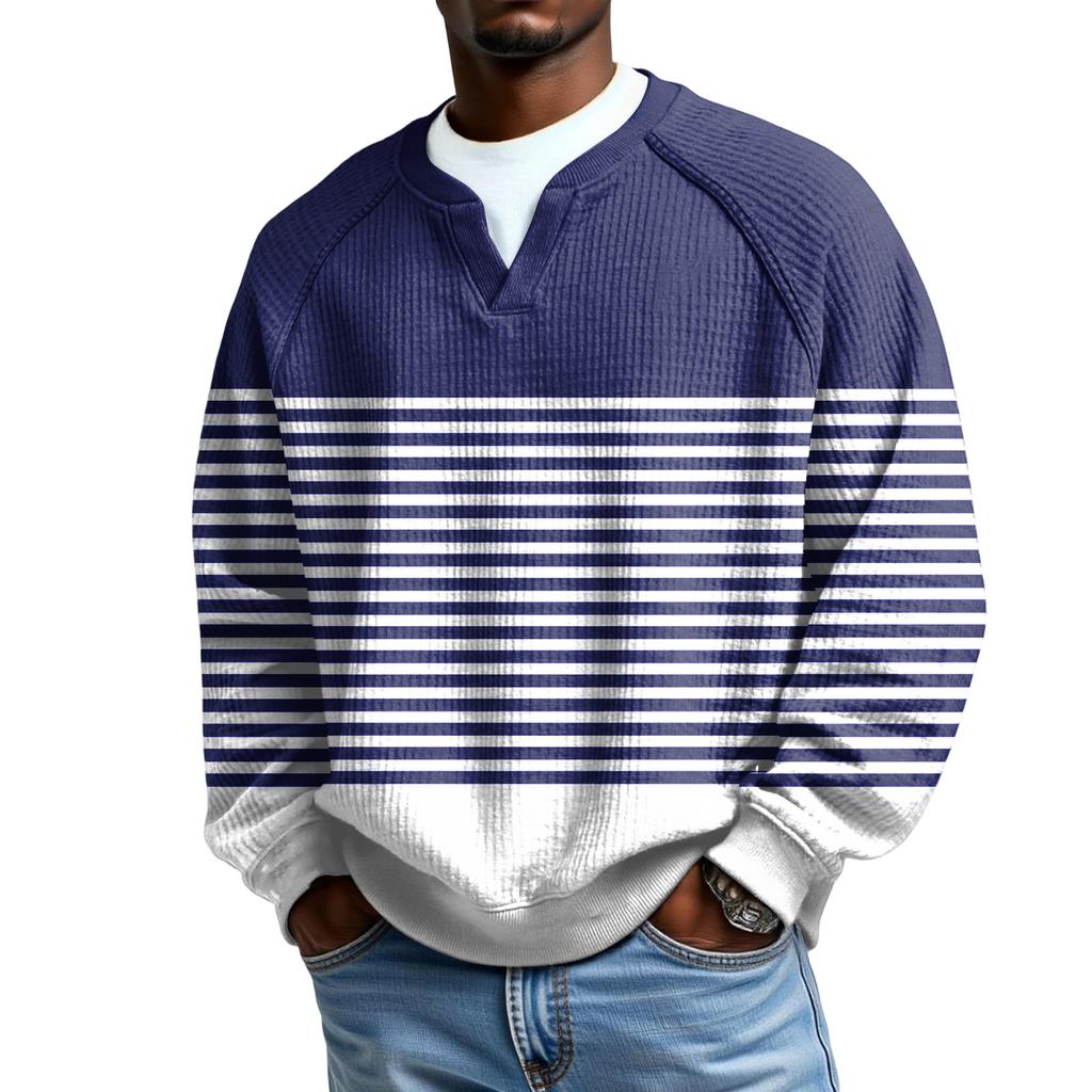 Herrfritidshuva Utomhus V-hals Vågmönster Långärmad