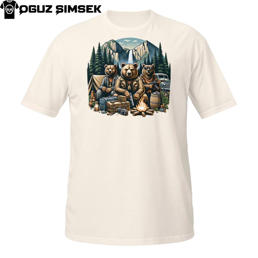 

Camping Bear Gang T-Shirt | Funny Grizzly Campfire Crew in Forest Design Tee M