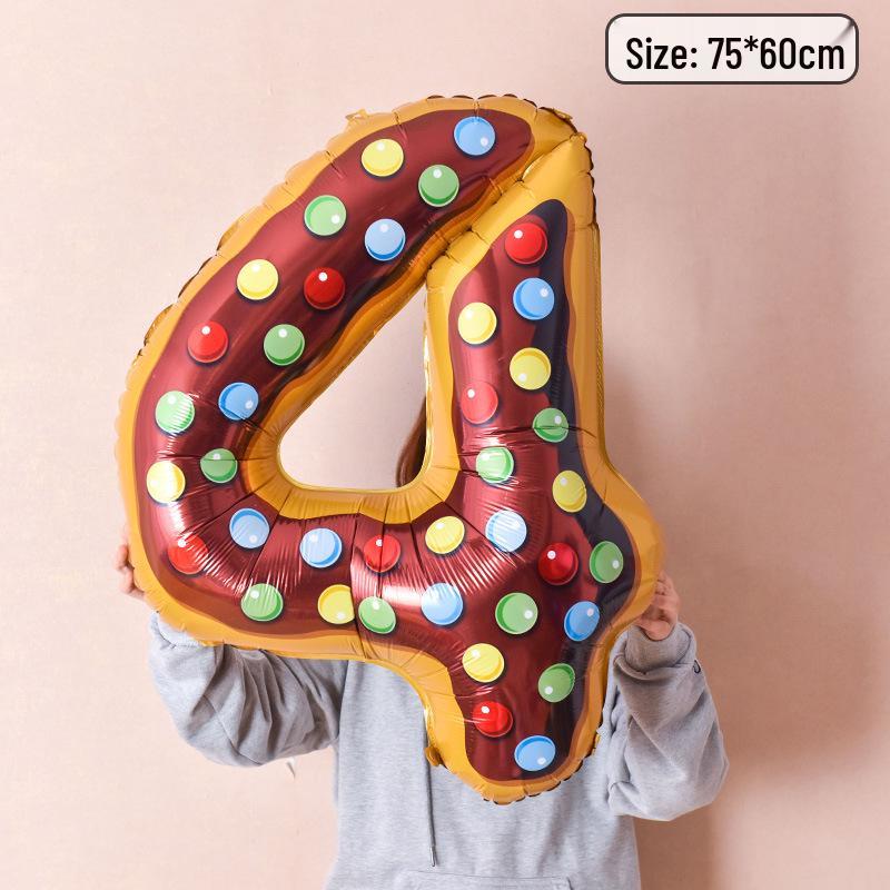 40-Inch Donut Number Balloons for Kids' First Birthday or Kindergarten Party Decorations
