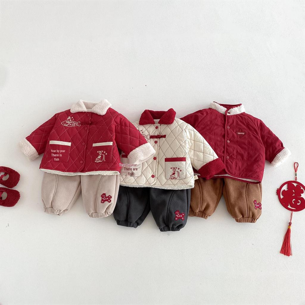 Children's Fleece-Lined Embroidered Sweatpants - 2025 Winter Fashion for Boys