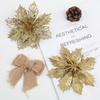 12PCS DIY Decoration Christmas Artificial Flowers 15CM Glitter Fake Flower  Christmas Decor