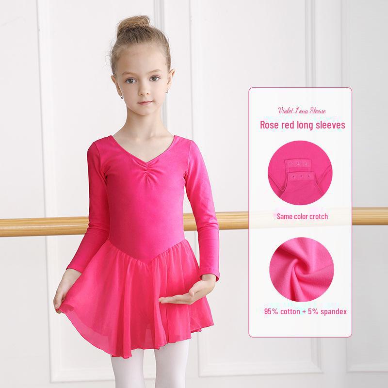 Girls' Long Sleeve Ballet Dance Jumpsuit - Autumn Chinese Dance Costume