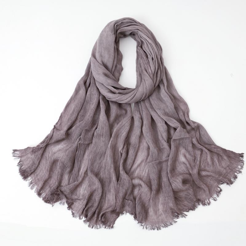 Fashion Cotton Linen Scarf Crinkle Design Hijab Middle Eastern Scarf Wrap Popular Solid Dubai Headwrap