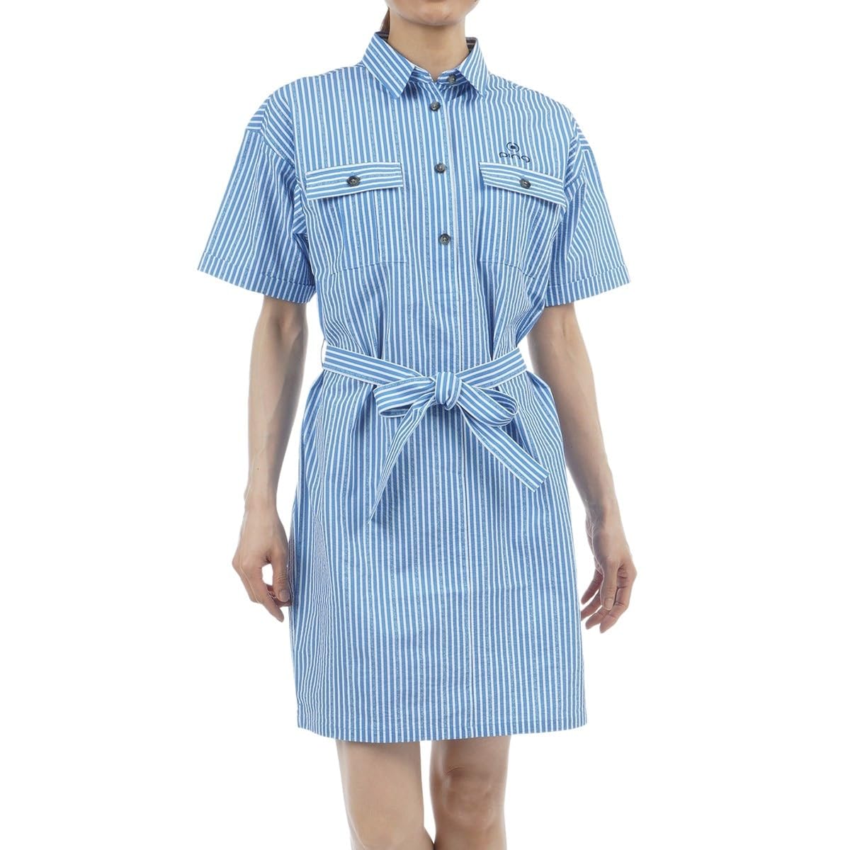 

Short Sleeve Dress Quick Eco Golf LL [Pin Apparel] Women s (Water Absorbent, Drying, Material) / / 622-5124302 110_Blue