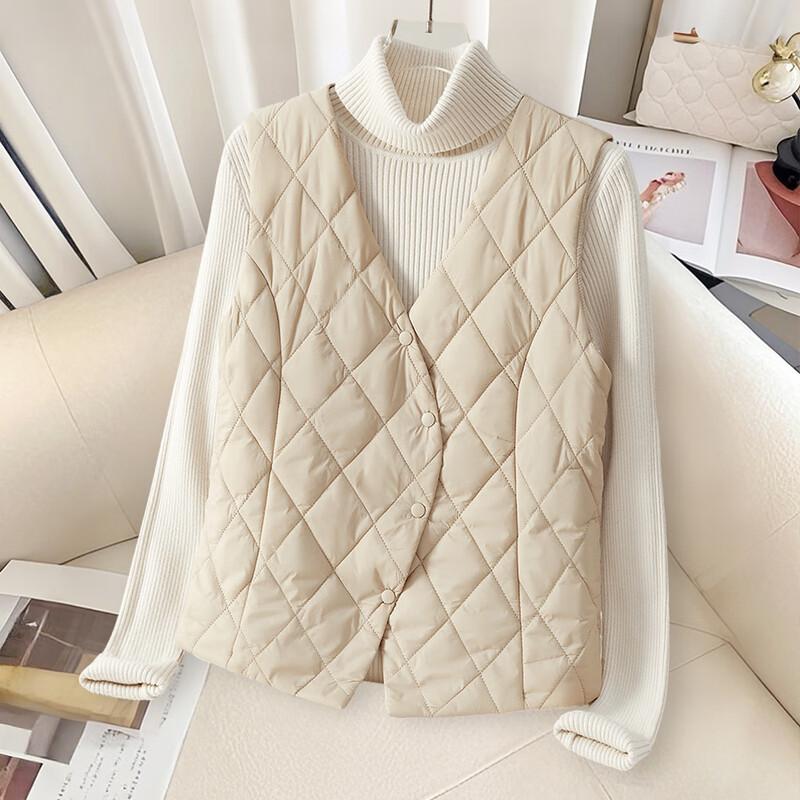 

Women s V-Neck Quilted Wool Blend Vest M