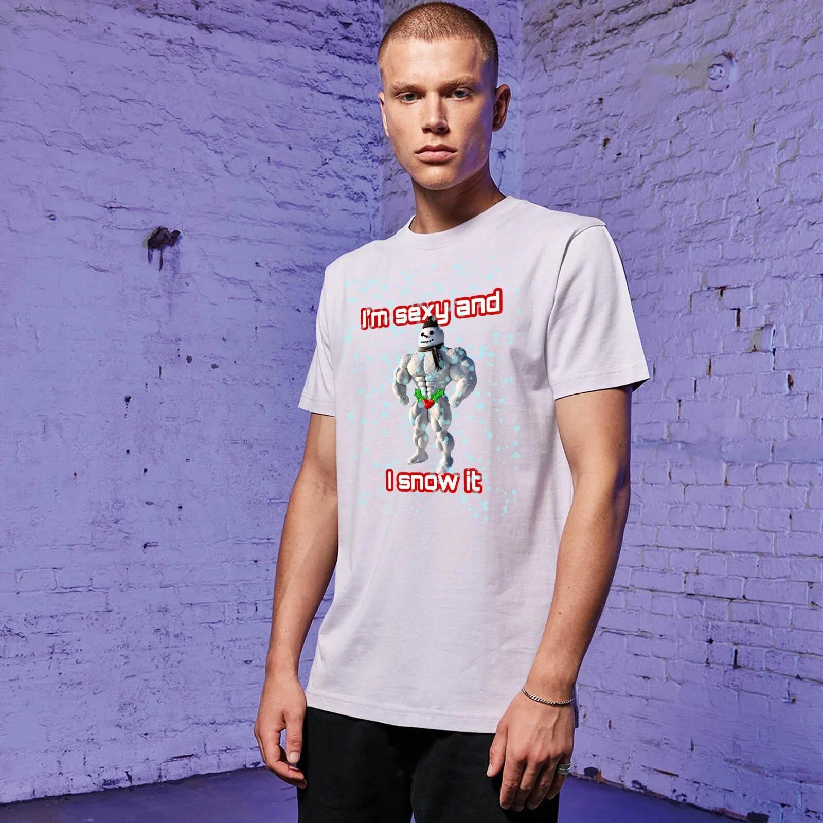 Unisex Slim Fit T-Shirt- I m sexy and I snow it-Novelty Secret Santa Gift L