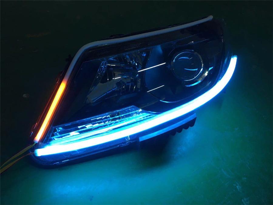 2Pcs LED White Car DRL Running Lamp Strip Light Yellow Flowing Turn Signal Light