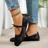 Square-toe Ballet-style Mesh Flat Slip-ons, French-style Temperament Mary Jane Shoes