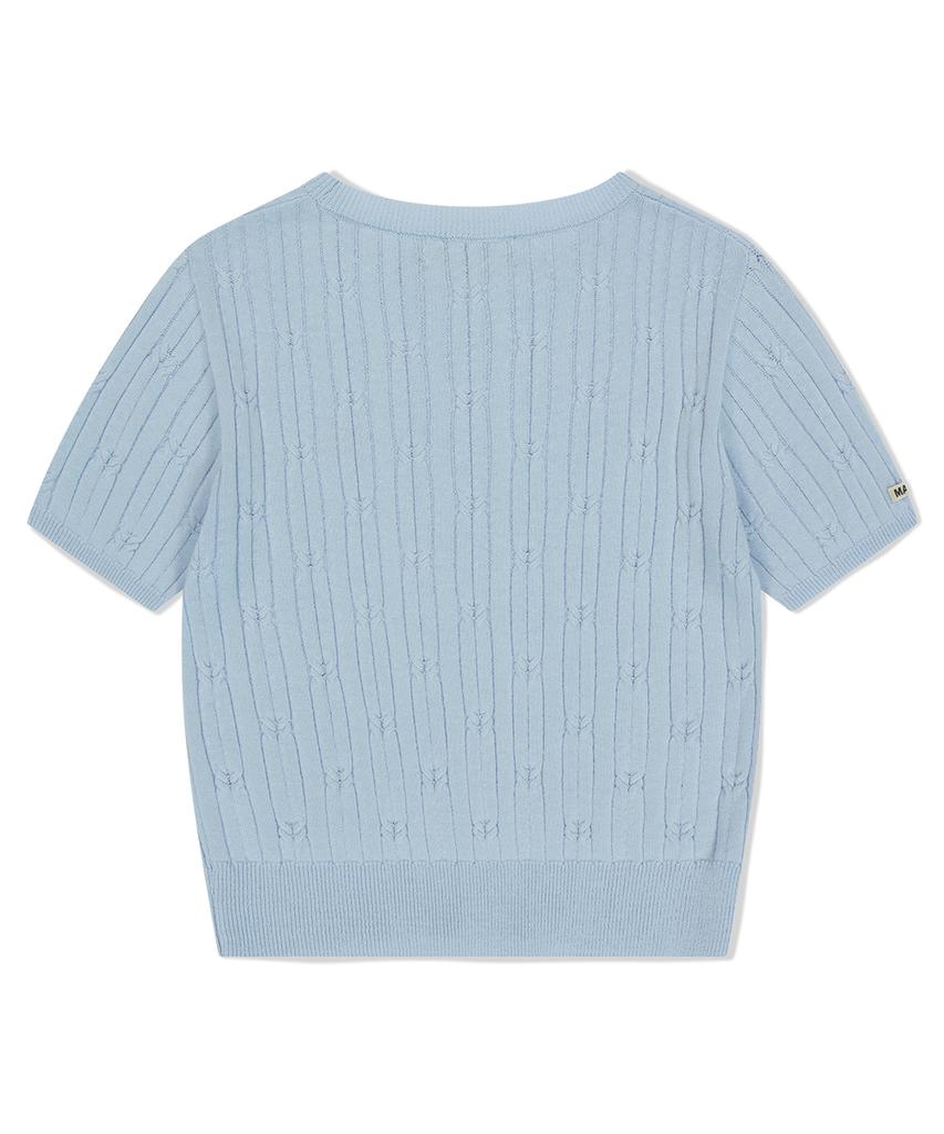 MAHAGRID Cable Half Sleeve Knit Light Blue(Mg2Fmfk612A)