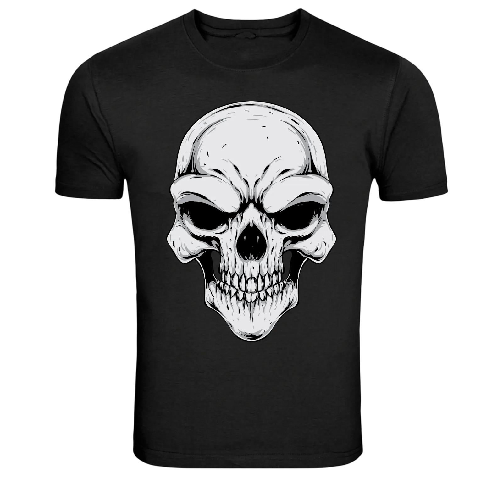 Skull Graphic T-Shirt Gothic Skeleton Dark Horror Biker Punk Style Tee S