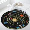 Space Solar System Astronaut Round Rug Non Slip Soft Carpet Galaxy Planet Print Kids Play Mat for Bedroom Playroom Living Room