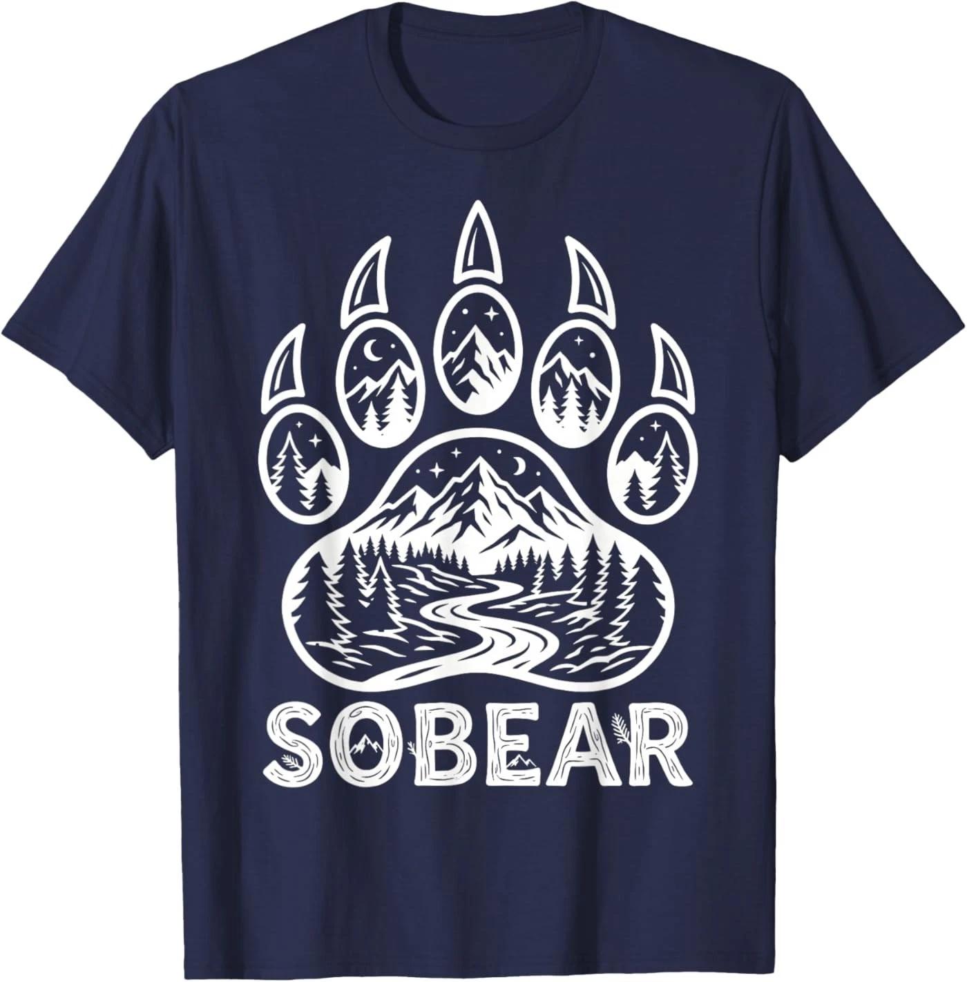 Sobear Sobriety Anniversary Sober AA NA Recovery Bear Paw T-Shirt M
