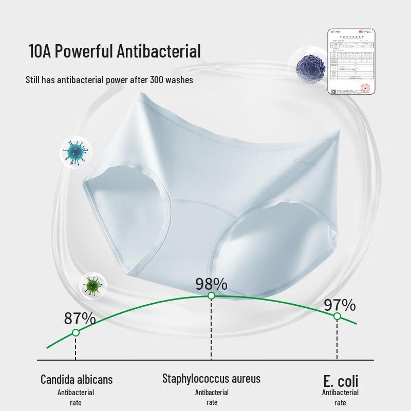 Cosmo Lady Women's 100% Cotton Antibacterial Briefs 4-Pack