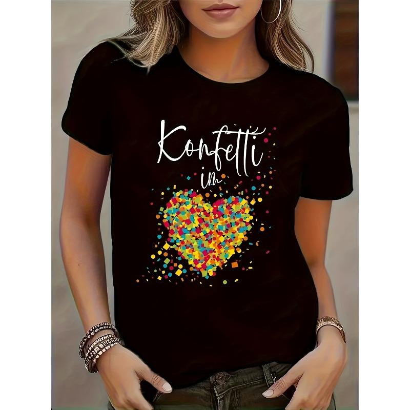 

New Heart-Patterned Printed T-Shirt 4XL чорний