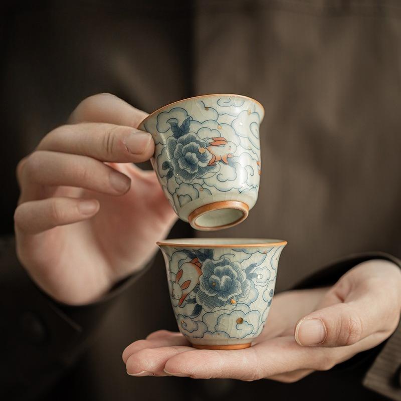 Ruyao Xiangyun Ruitu Teacup Master Cup Tasting Cup Household Tea Set Ceramic Teacup Drinking Small Cup