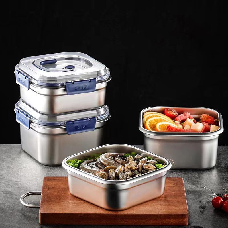 316Stainless Steel Salad Fruit Food Container Sealed Anti-Drip Large Capacity Lunch Box Camping Picnic Box For Fruit Salad Food