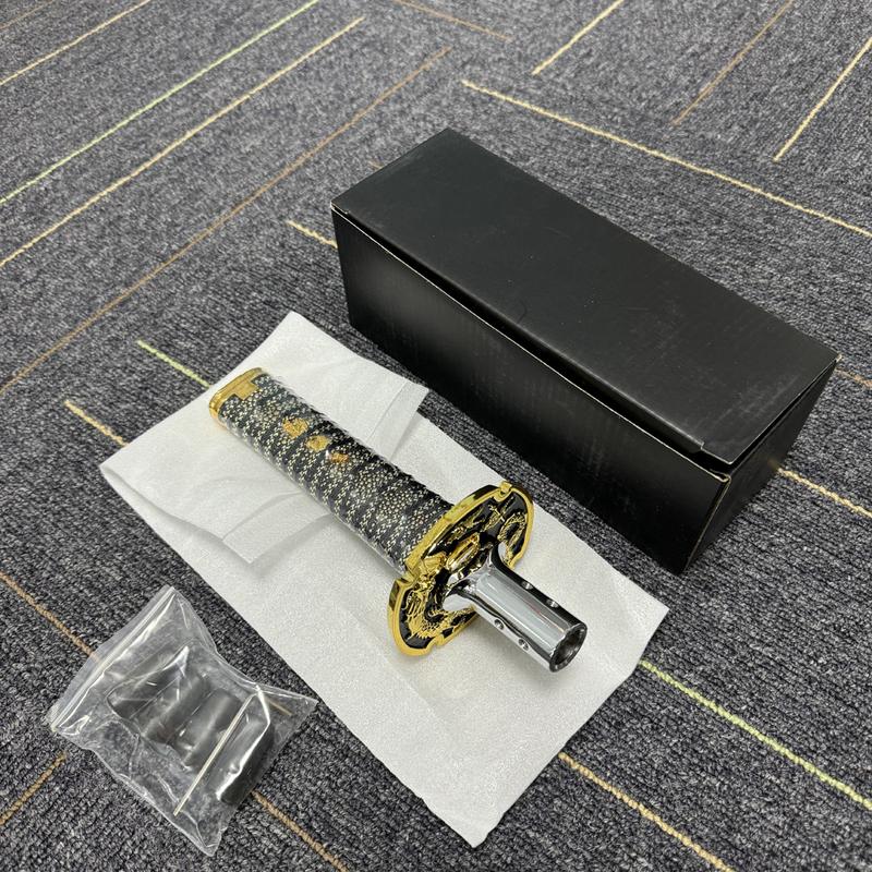 Samurai Sword Automatic Leather Shift Knob Universal For Lock/Button Transmission Cool Katana Gear Shifter Lever 150MM