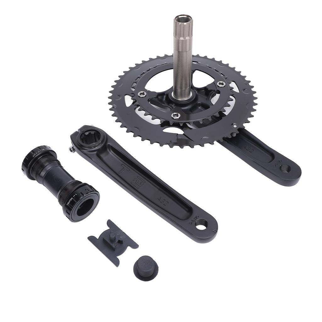 Cycle Crankset with 50T to 34T Chainring Aluminum Alloy Hollow Integrated Cycle Crank Arm Set for 9 Speed to 12 Speed