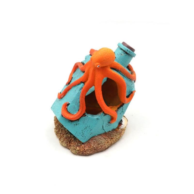 Drifting Bottle Octopuses Aquascaping Stone For Fish Tanks Resin Decorations Safe Lightweight Design