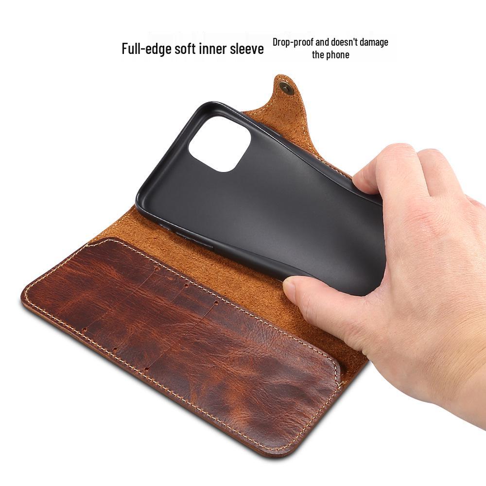 Prémiové olejové voskované kožené pouzdro S26 na telefon iPhone 17 Pro Max/16 Plus