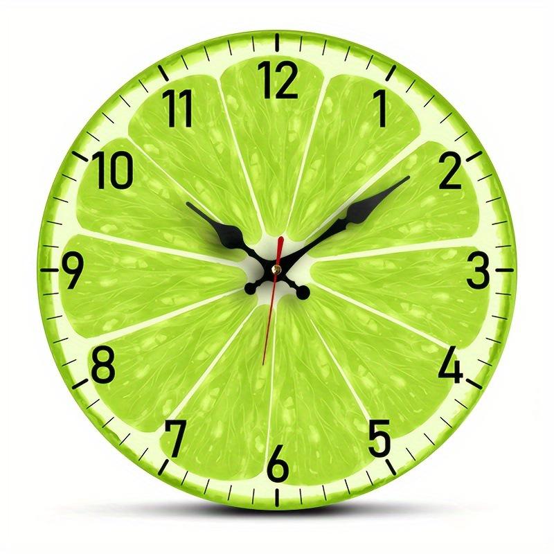 Fresh Green Lemon Slice Creative Wall Clock for Kitchen and Dining Room Decor