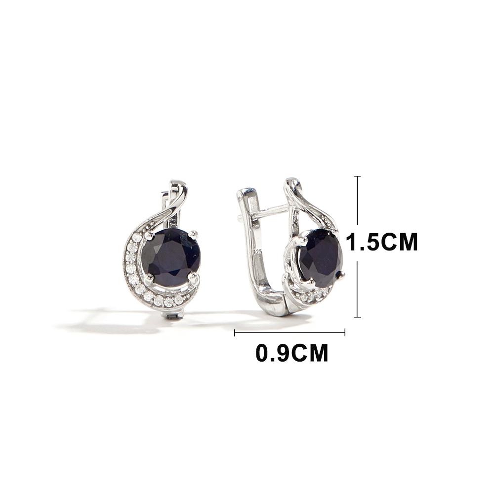 Elegant Fancy Designer Silver Earring Ring for Women Natural Precious Diffusion Sapphire Gems Fine Jewelry Wedding Party Gift