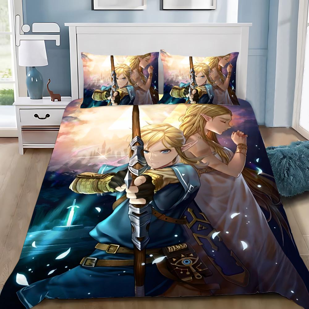 Games Z-Zeldas Of Legends Duvet Cover Pillowcase Game Scene Print Bedding Set Adult Boy Bedroom Decoration Single Double Siz
