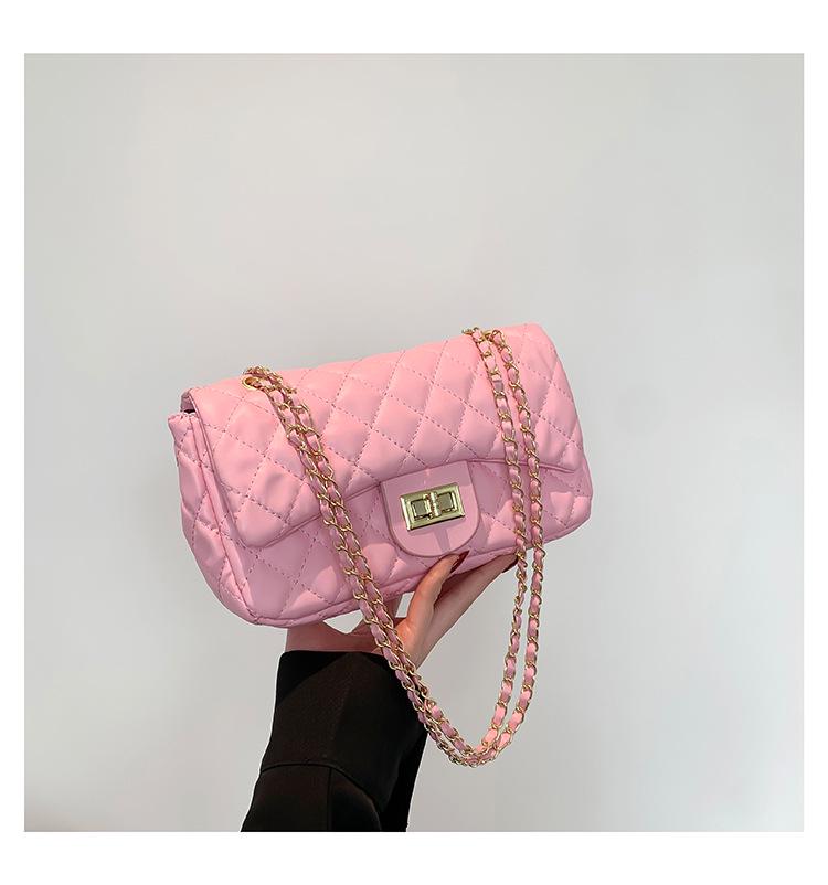 2024 Módní Argyle Vyšívaná Texturovaná Dámská Crossbody & Taška přes rameno - Velká kapacita, Ručně vyráběný řetízkový design