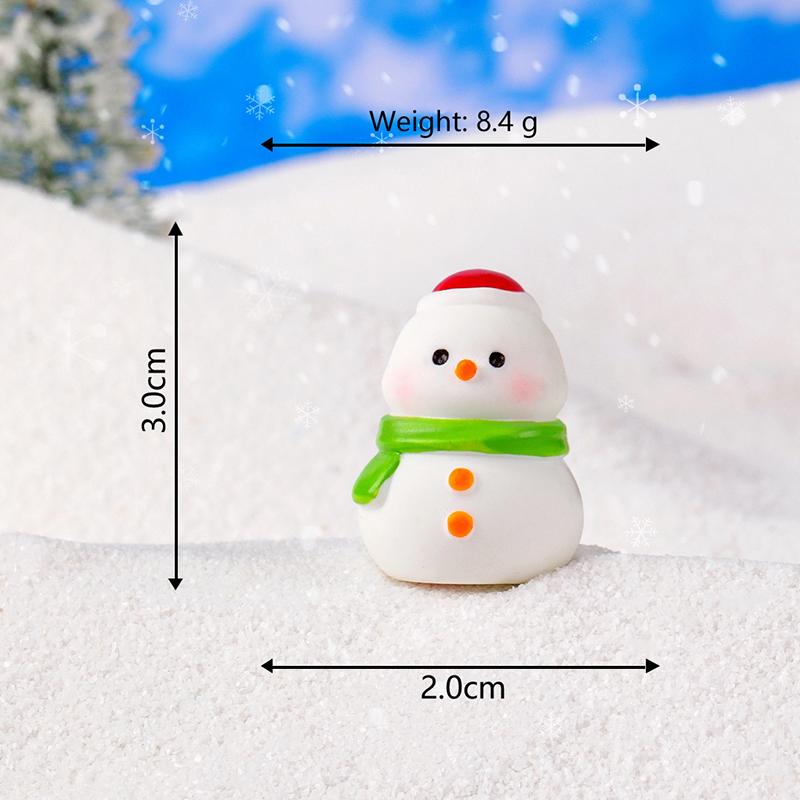 Mini Christmas Snowman Figurine Cartoon Snow Rabbit Micro Landscape Ornament Car Interior Home Desktop Decoration