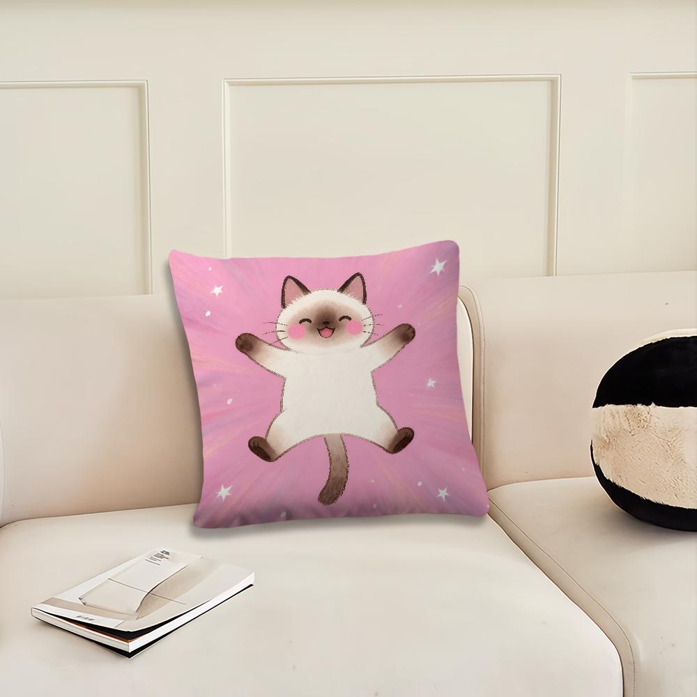 Cartoon Pink Cat Star Cute Cushion Cover Pillow Cover Decoration Room Home Sofa Living Office Car Nordic Simplicity