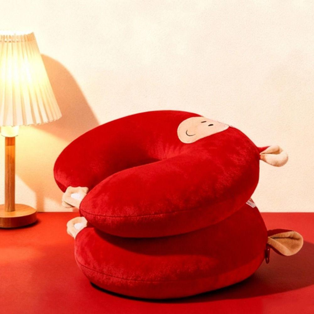 2 in 1 Deformable Horse U-shaped Pillow Skin-friendly Soft Office Nap Pillow Cartoon Foam Particle Sleep Pillow Business Trip