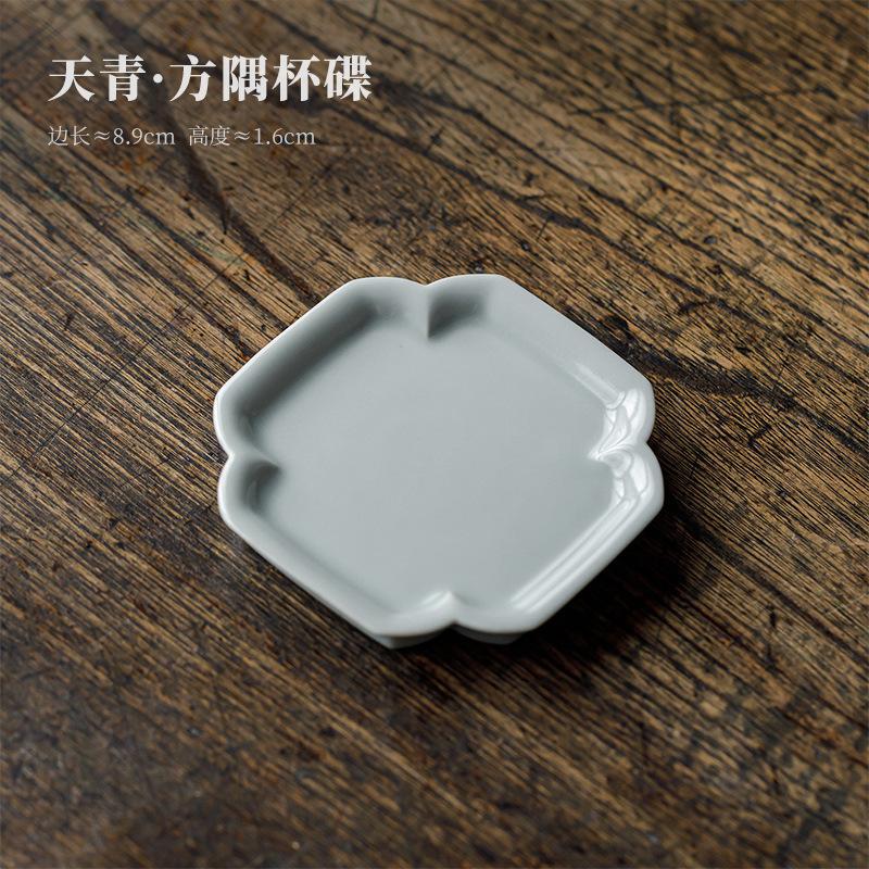 

2pc/lot Handmade Azure Ru Kiln Porcelain Coasters Mug Plate For Coffee Cup Saucer Heat Insulation Placemats Cup Holder Drinkware