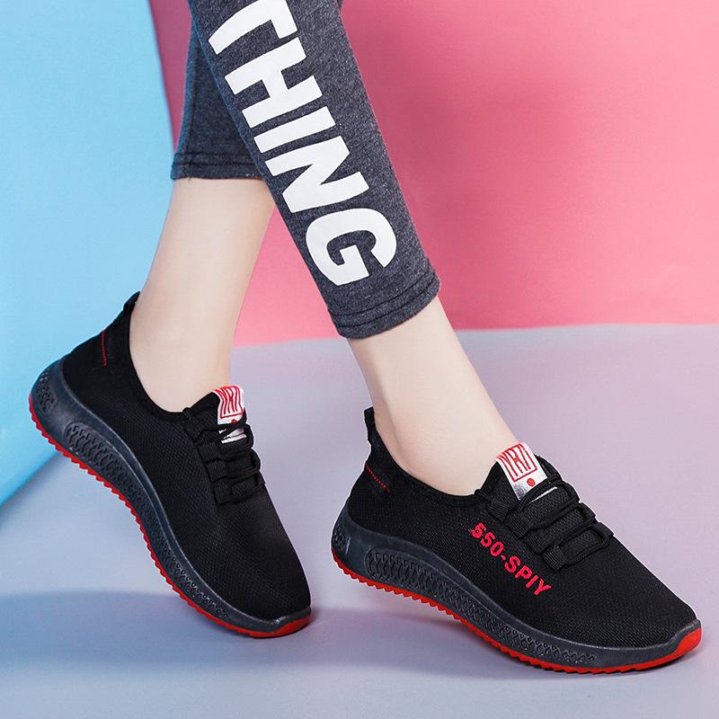 Women's Flyknit Sports Shoes Casual Mesh Breathable Old Beijing Cloth Shoes Front Lace Up Sneaker Lightweight Running Shoes 36-40