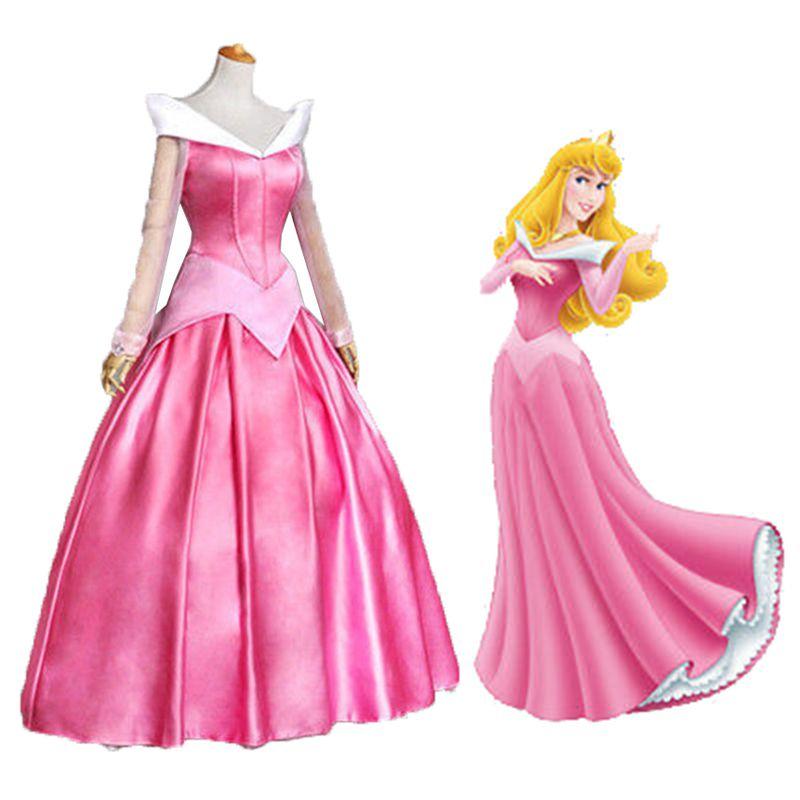 Enchanting Pink Sleeping Beauty Aurora Gown Costume For Women With Puff Sleeves